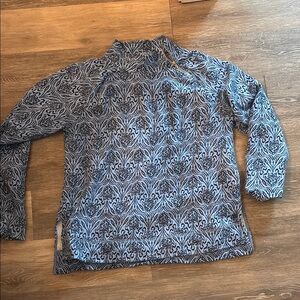 Blue Patterned asymmetric zip Long Sleeve popover top by Lilly Pulitzer. XL